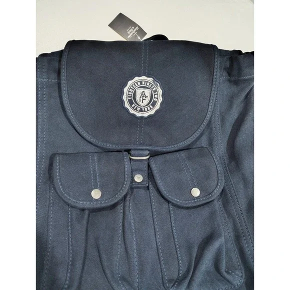 Abercrombie & Fitch Backpback navy blue womens Messenger bag purse Canvas - Picture 3 of 12